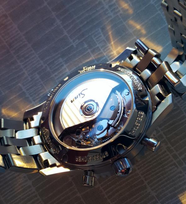 The back of the Sinn 903 revealing the SW 500 movement.