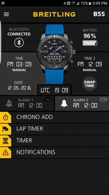 The B55 Application’s User Interface in Sport Mode