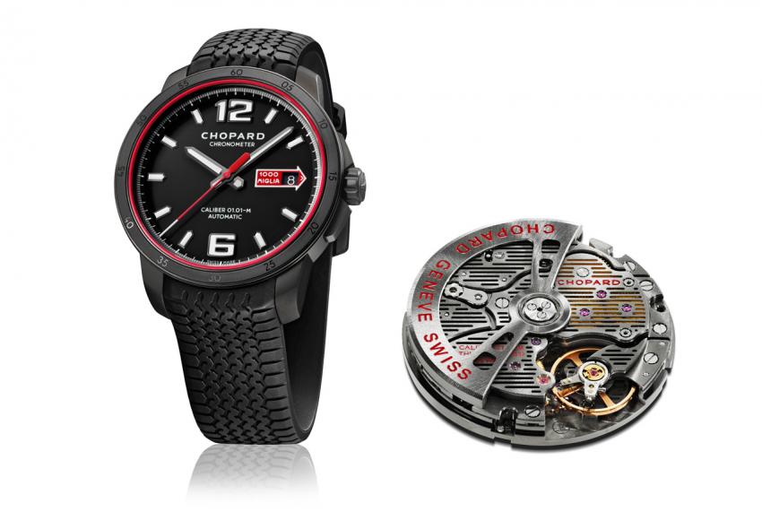 Chopard Mille Miglia GTS Automatic Speed black and its engine, the COSC certified automatic calibre 01.01-M 