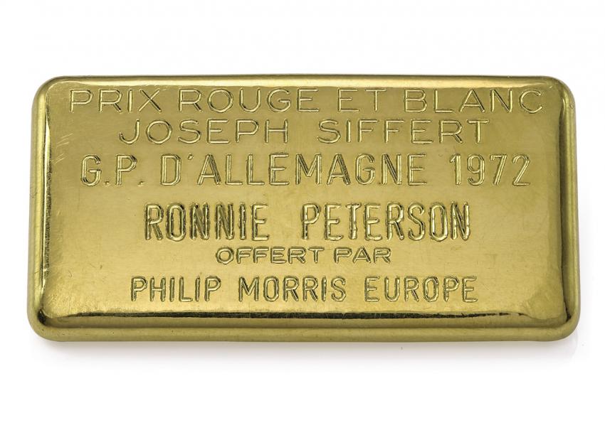 Gold ingot commemorating the Prix Rouge et Blanc Joseph Siffert 