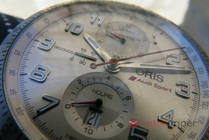 A closer look at the dial of the Audi Silver