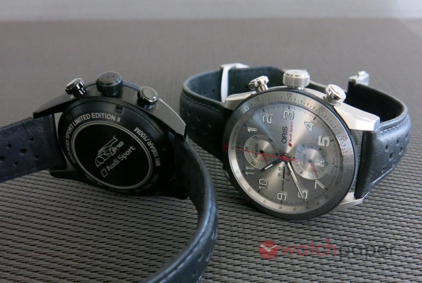 Oris Audi Sport Limited Edition II from the back and the front view of the Audi Sport Limited Edition 