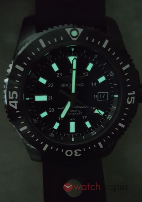 Letting the Breitling Superocean 44 Special shine in the dark.