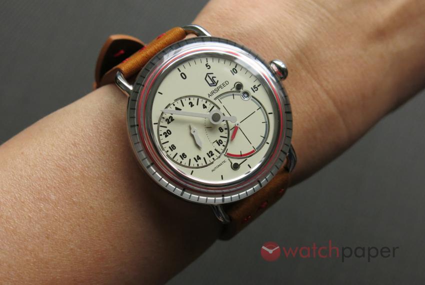 CJR Watches Airspeed Vintage on her wrist