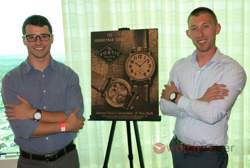 Vortic Watch founders Tyler Wolfe and R.T. Custer at the World Watch Market