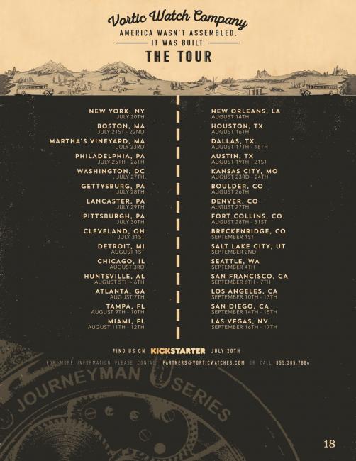 Vortic Journeyman Kickstarter tour schedule