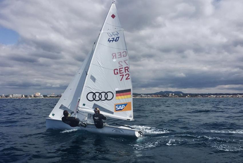 The German duo, Annika Bochmann and Marlene Steinherr competing in the 470 class at the Rio Games. 