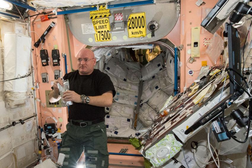 NASA astronaut Scott Kelly  inside the Unity module of the ISS