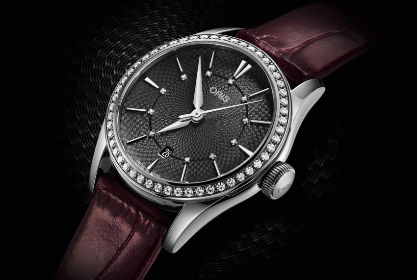 Oris Artelier Date Diamonds (28 mm) with 52 diamonds set into the bezel and a further 11 diamonds on the dial.