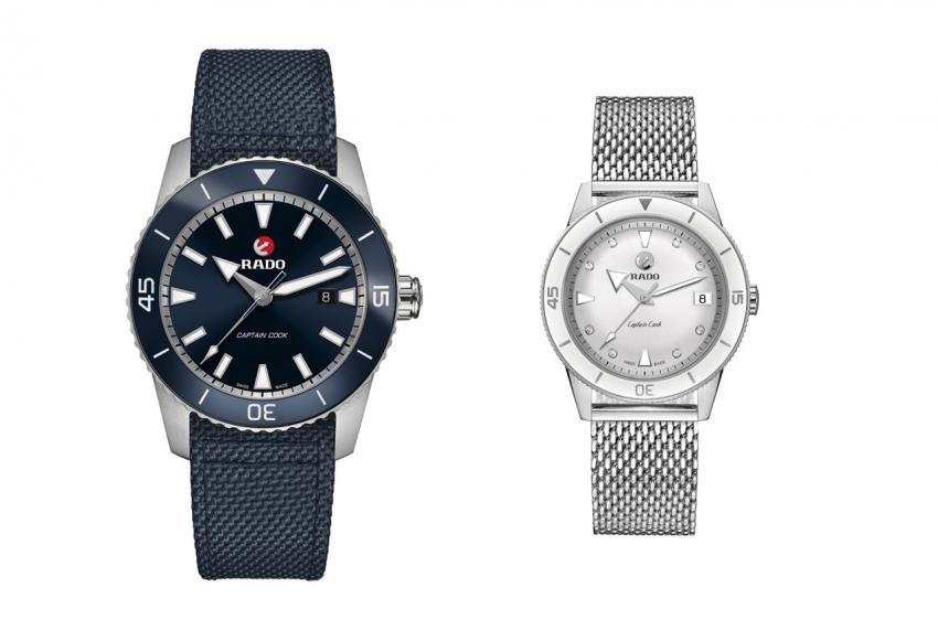 The 45 mm version of the new Rado Captain Cook and the 37 mm Captain Cook for ladies. 