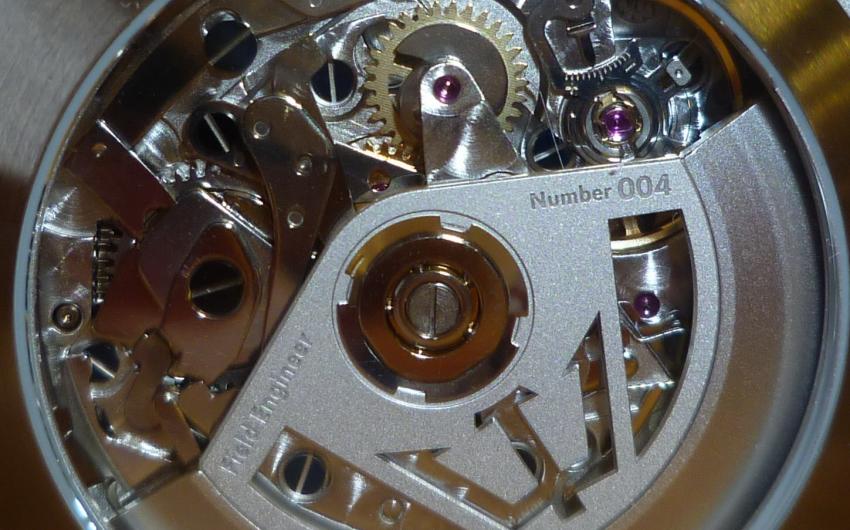 The see-through back of the Classic Chronograph Field Engineer