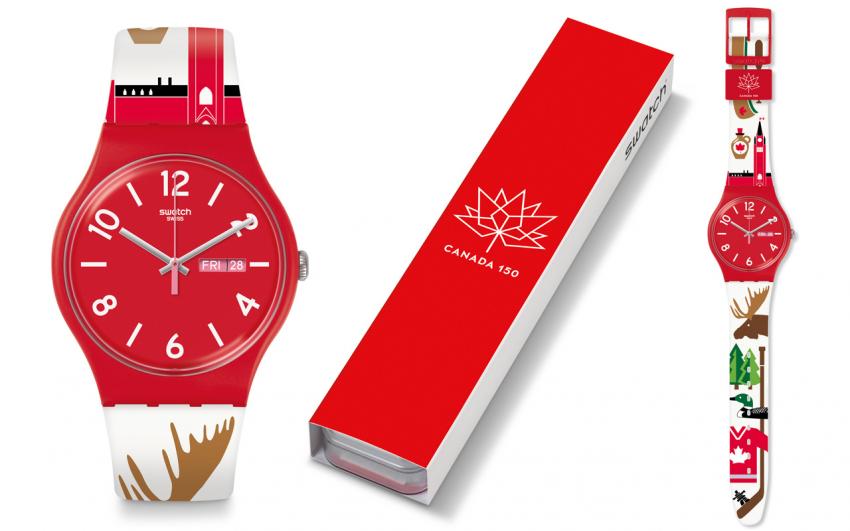 Swatch created a special edition model to celebrate the 150th anniversary of Canada, the Backup Red (SUOR705K) 