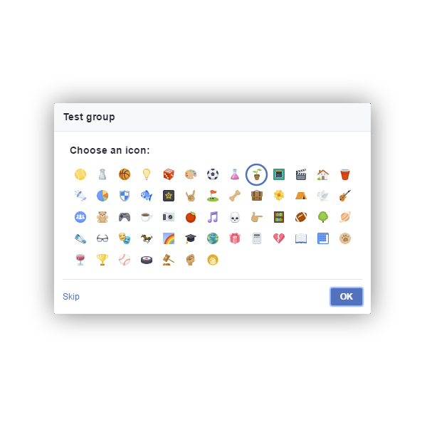 A list of Facebook icons